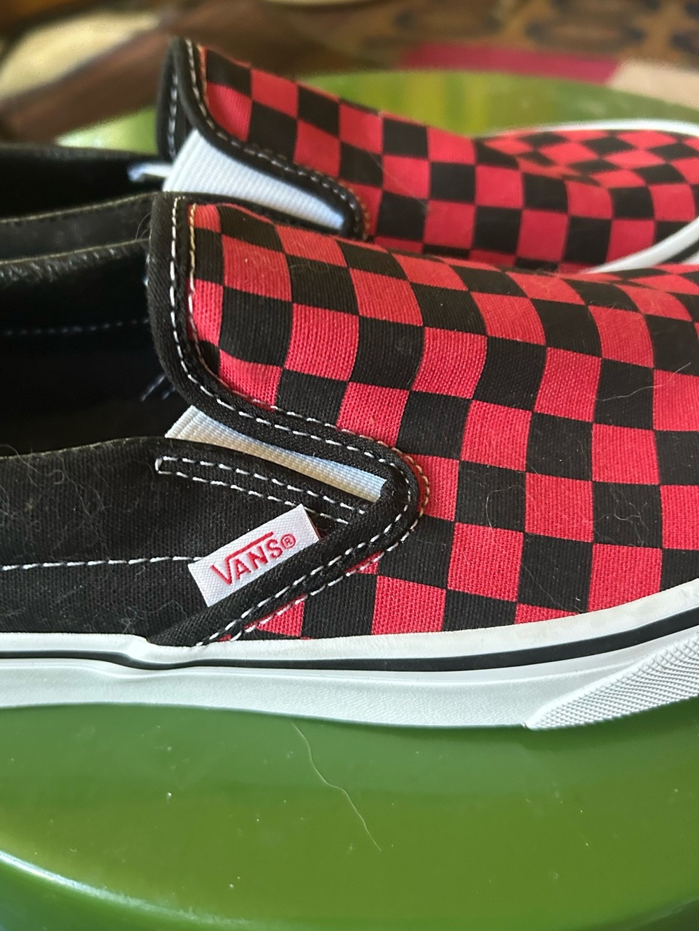 Vans Checkerboard Slip-On Sneakers - Red & Black - Picture 3 of 5